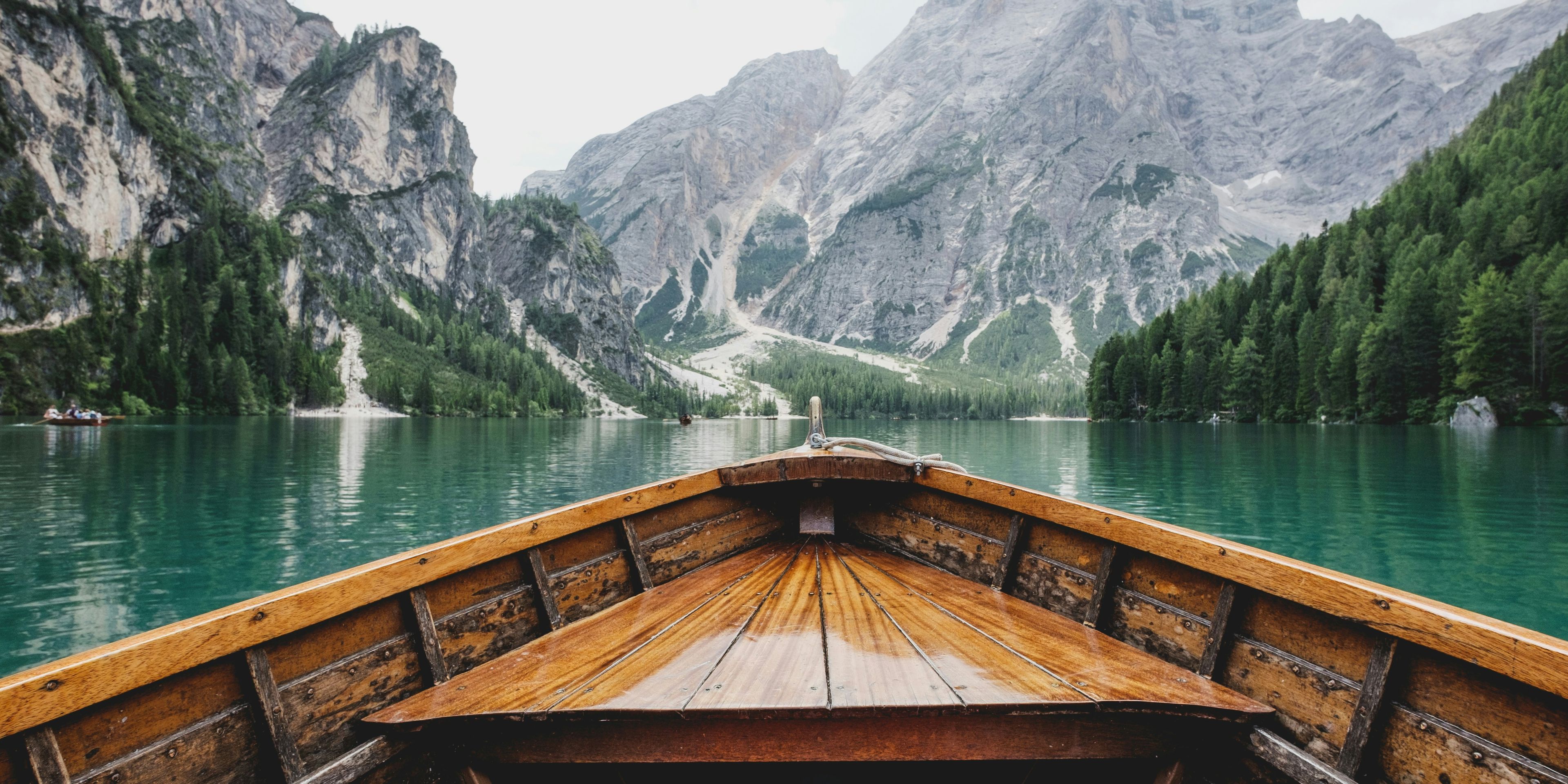On a boat on Lago di Braies