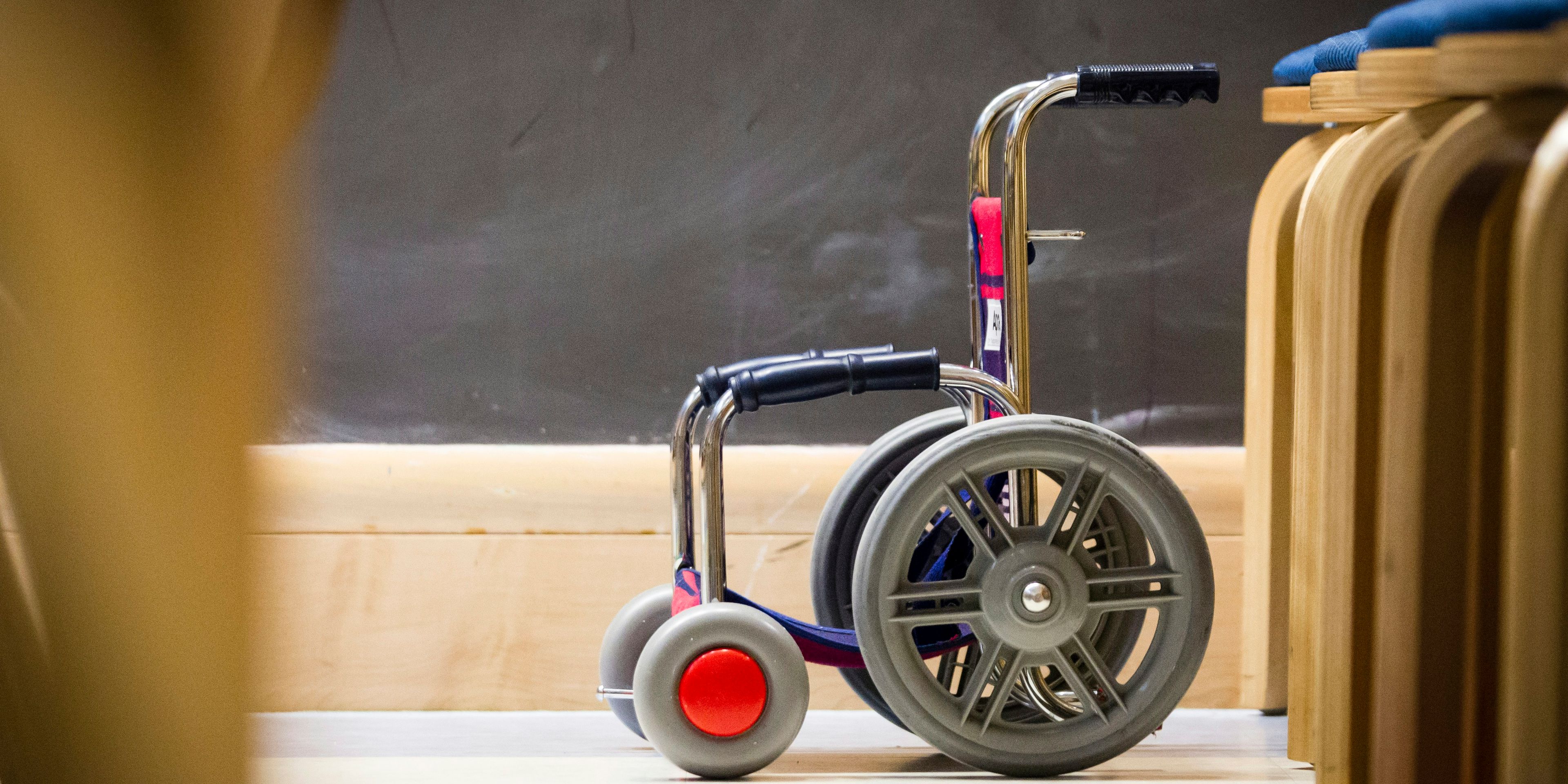 Toy Wheelchair. Toys as well as art and craft materials are available to help pediatric cancer patients cope with their treatment at the NIH Clinical Center. Photographer Daniel Sone