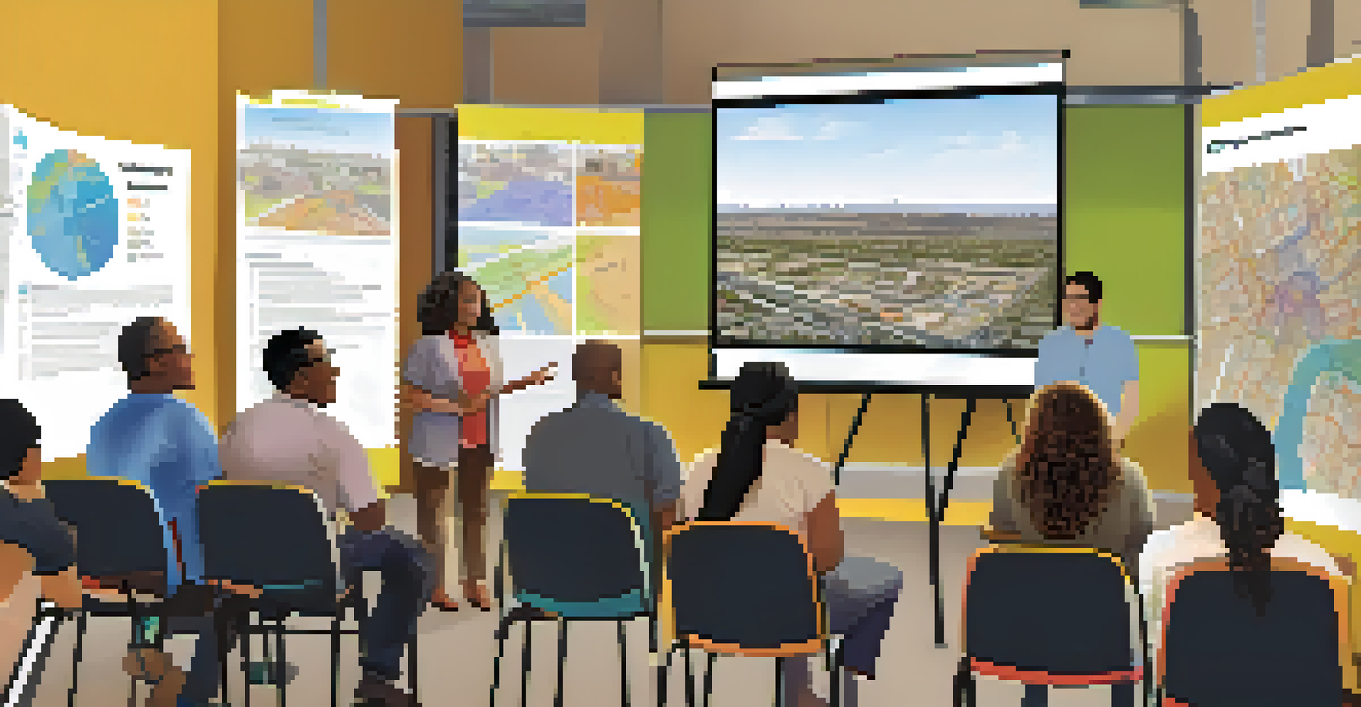 Residents attending a workshop discussing public transport solutions in Phoenix, with a city official presenting.