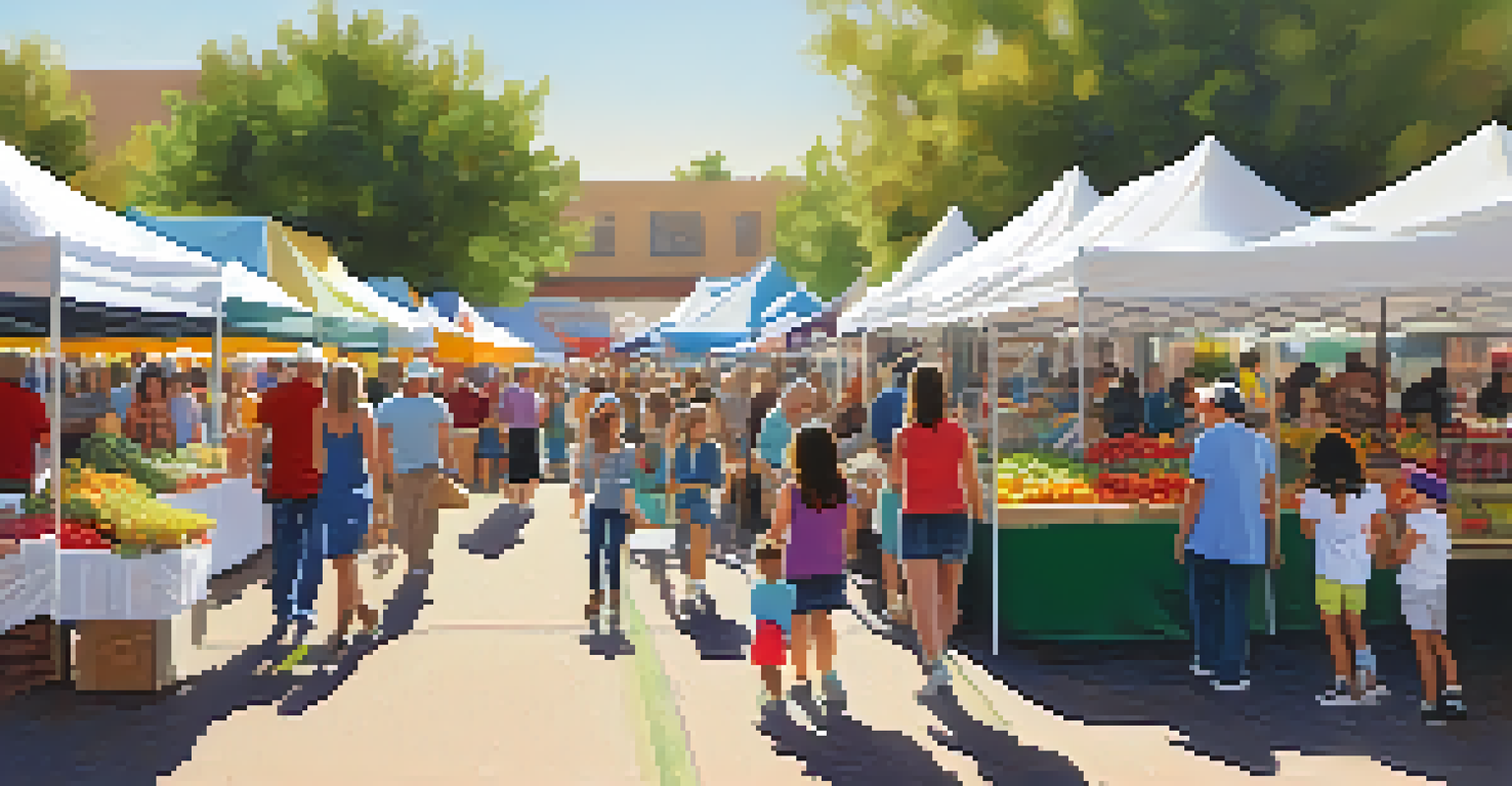 Families enjoying live music and festive decorations at a seasonal event in a Phoenix farmers' market.