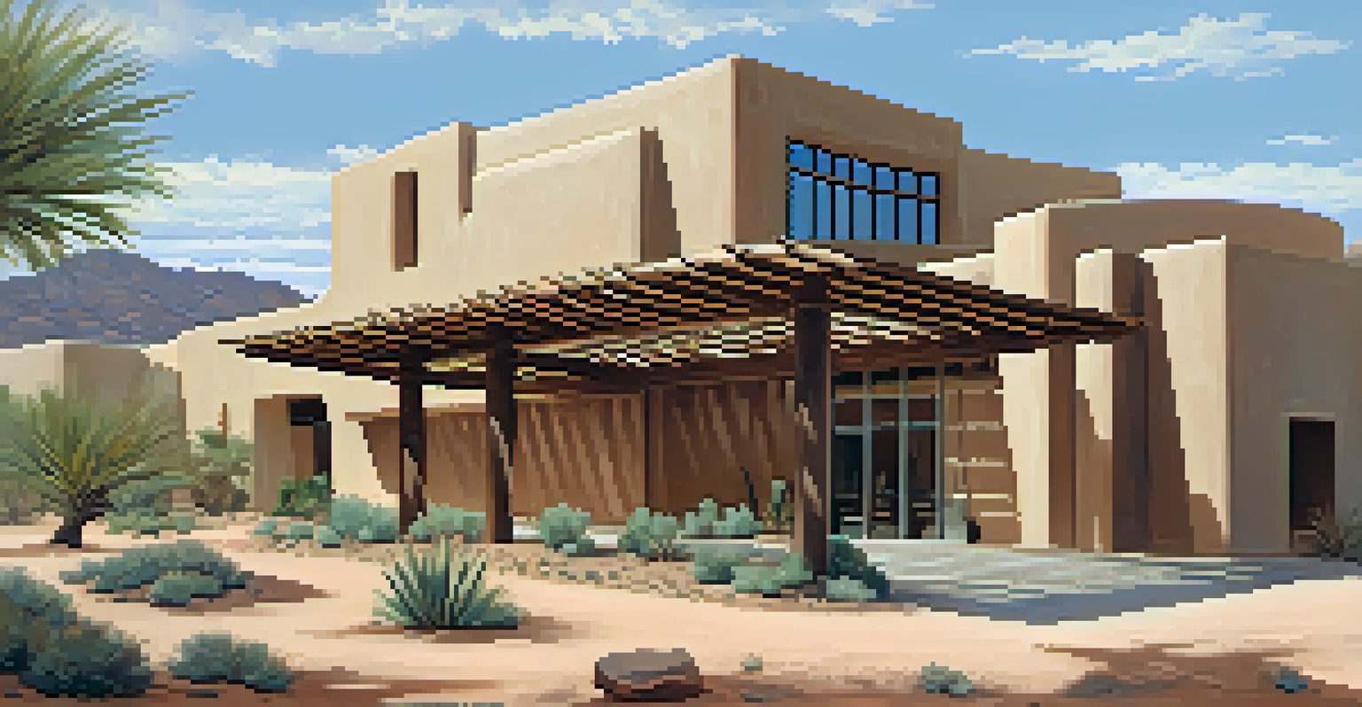 The Heard Museum showcasing Native American architecture surrounded by desert plants, illuminated by soft afternoon light.