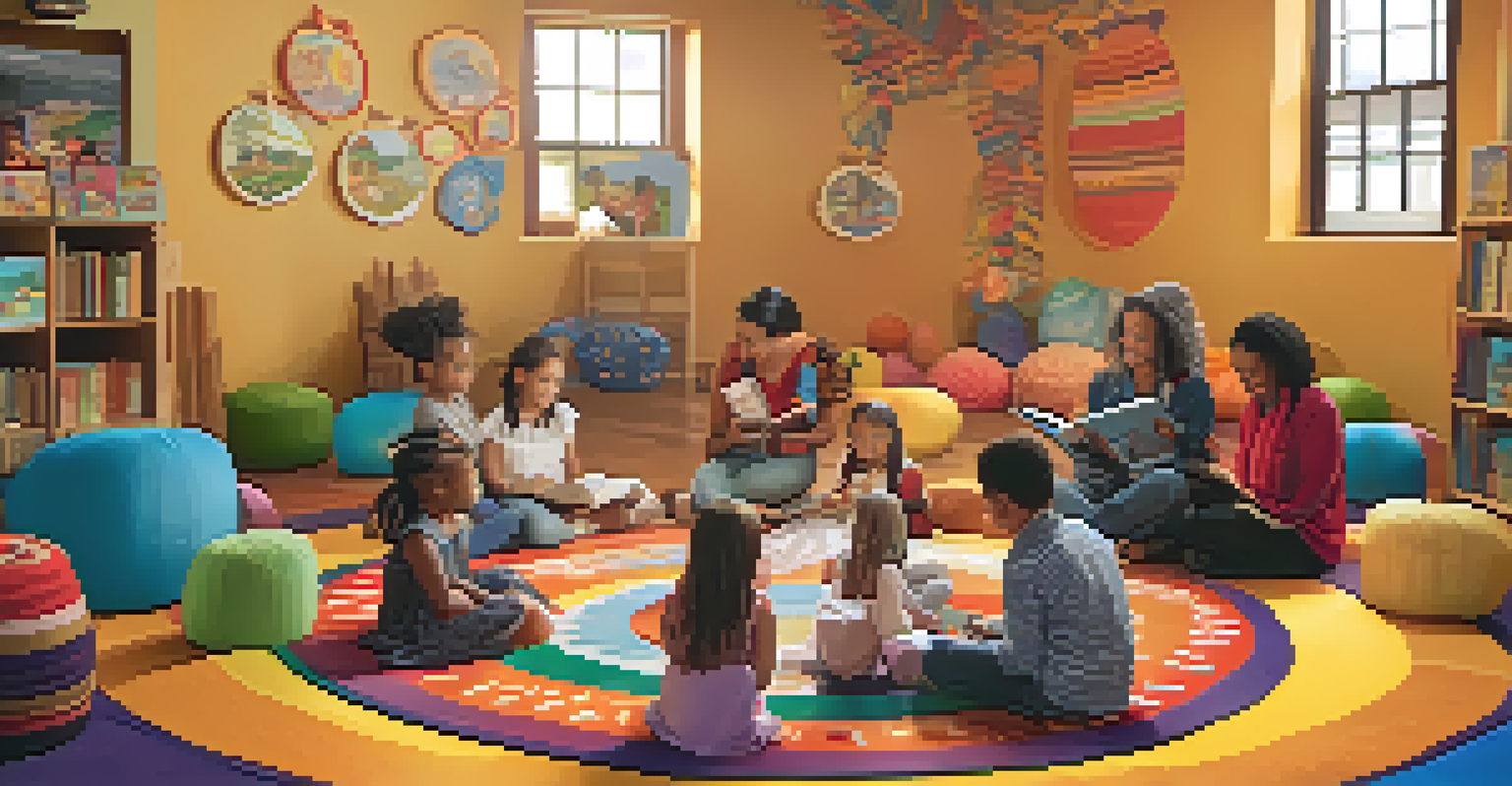 Children and a parent participating in a storytime session at the Phoenix Children's Museum, surrounded by plush toys and a warm, inviting atmosphere.