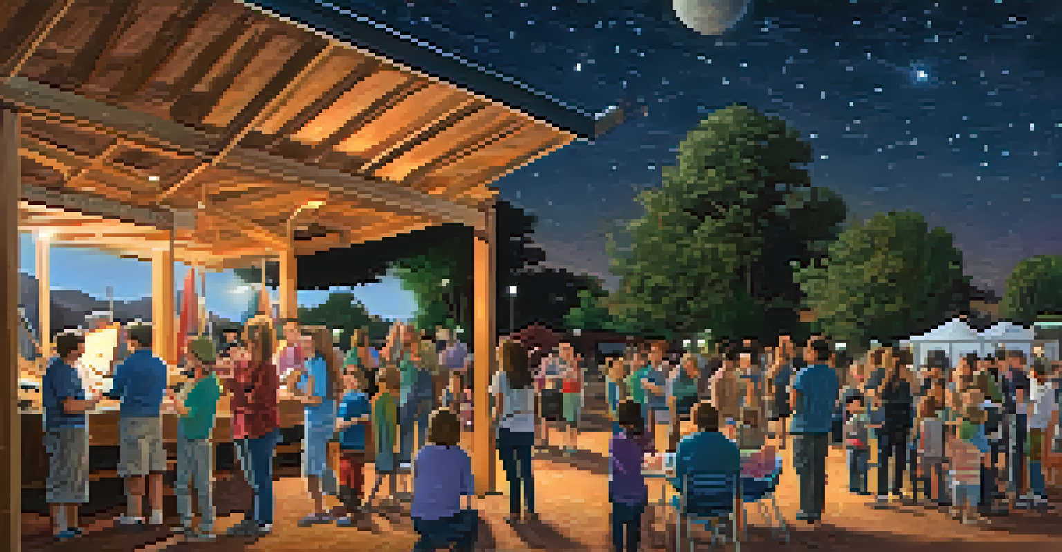 Community event by the Phoenix Astronomical Society with people observing stars through telescopes.