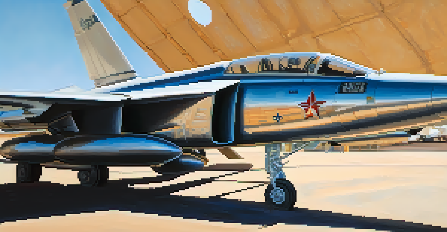 A close-up of a retired fighter jet showing detailed textures of rust and wear in the Aircraft Boneyard at Davis-Monthan Air Force Base.