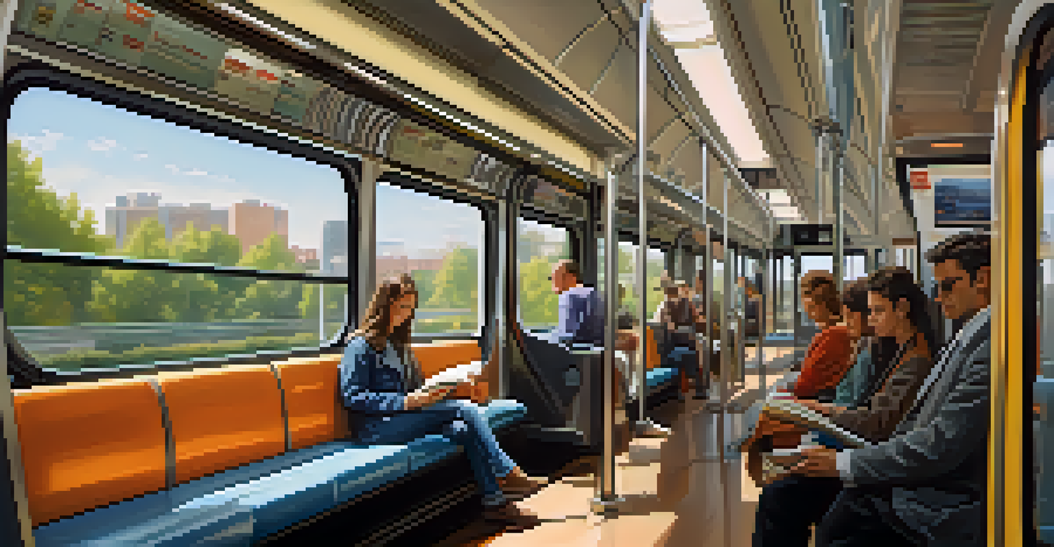 The interior of a light rail train in Phoenix, showing passengers enjoying their ride.