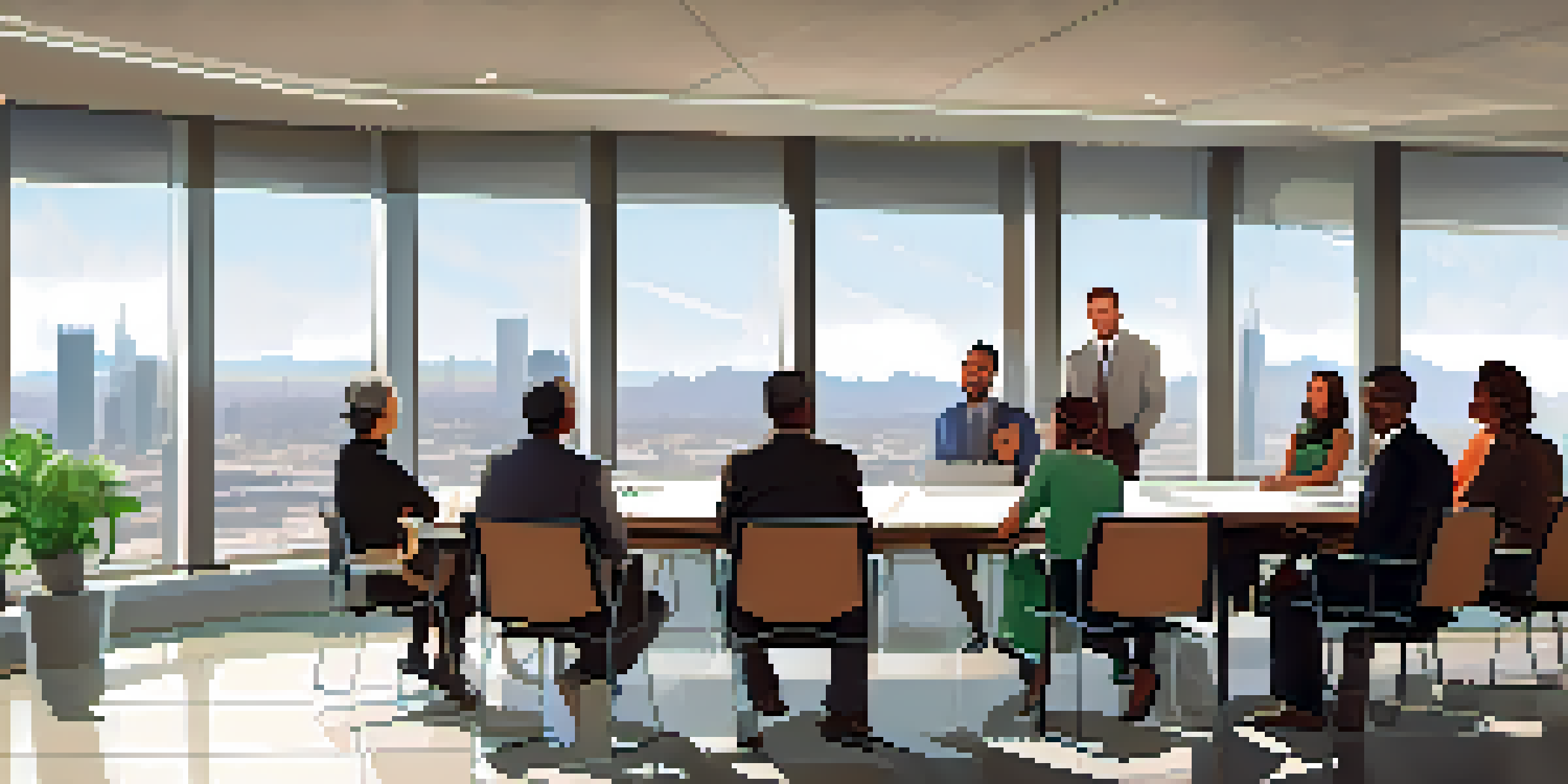 A diverse audience engaged in a speech in a bright conference room with a view of Phoenix.