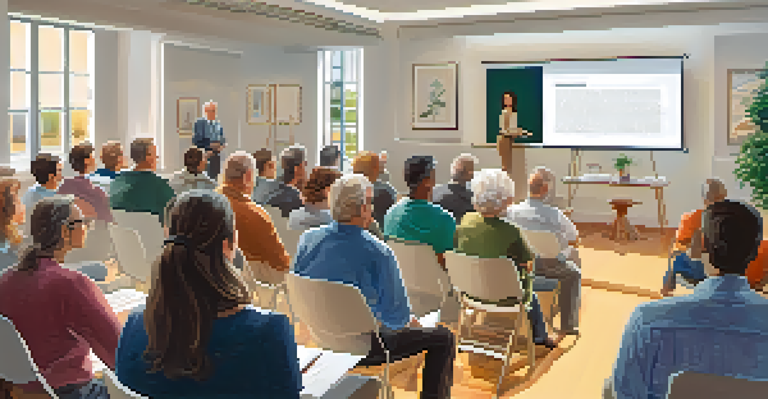 A workshop with a guest speaker sharing insights on communication in a bright room, with an engaged audience taking notes and enjoying the presentation.