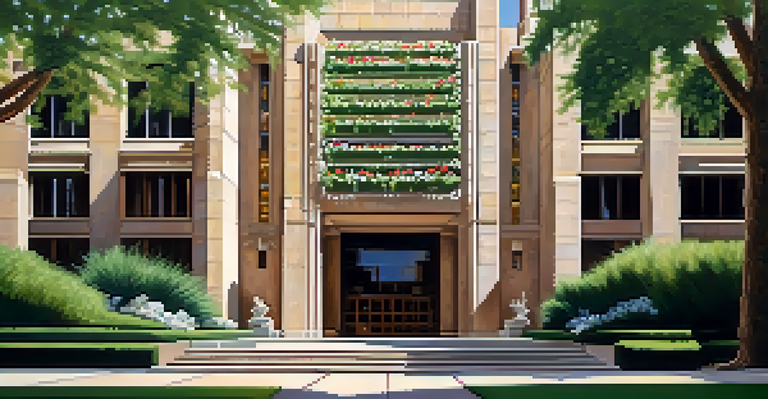 Close-up of the Arizona Biltmore Hotel's architectural details surrounded by greenery.