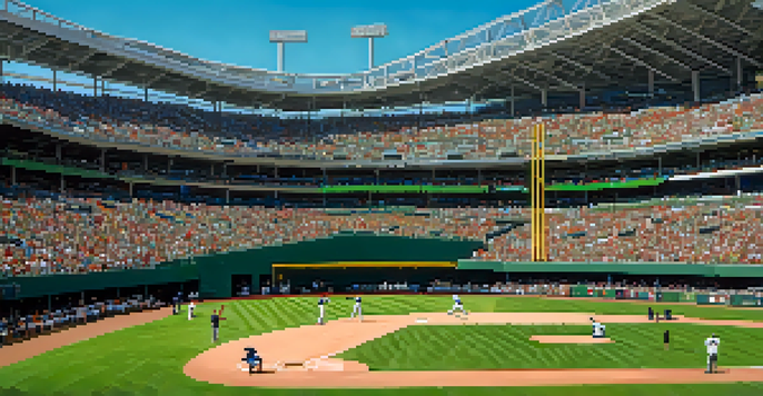 A lively baseball game in a Phoenix stadium with fans in colorful jerseys and a player swinging a bat under a clear sky.