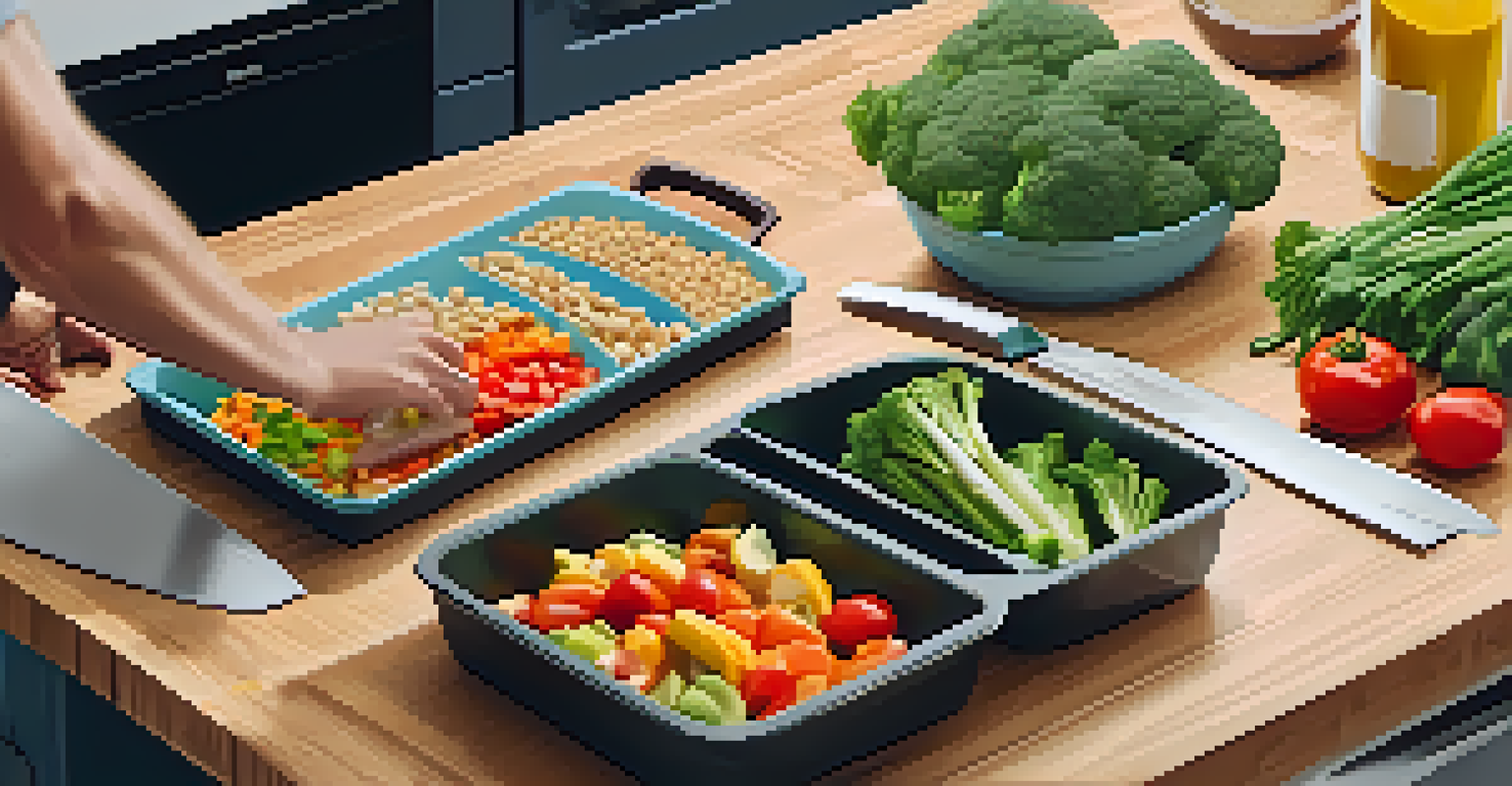 A colorful meal prep setup with fresh ingredients in a bright kitchen, highlighting healthy eating for fitness.