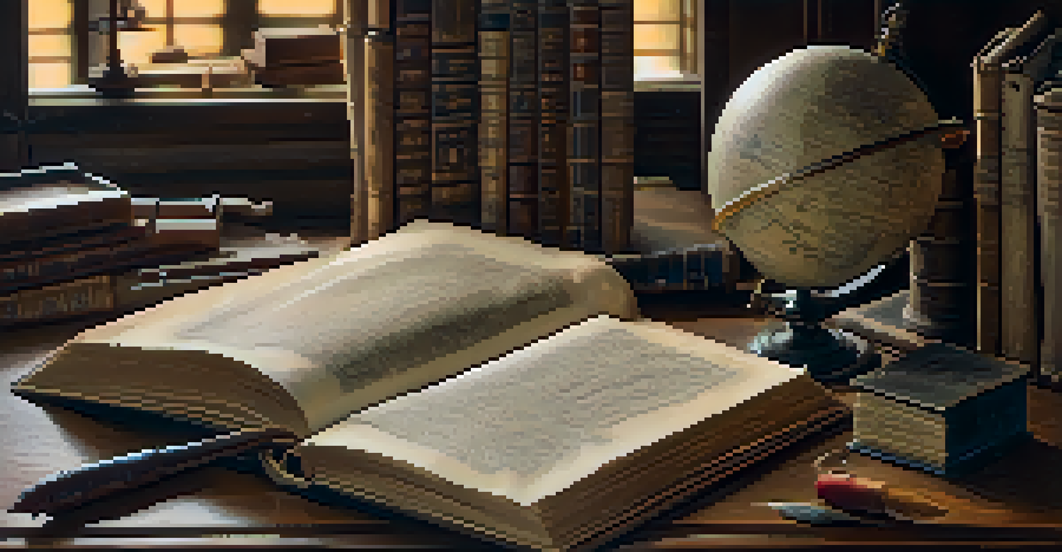 A close-up of an open book and a quill on a desk, evoking a sense of historical education.