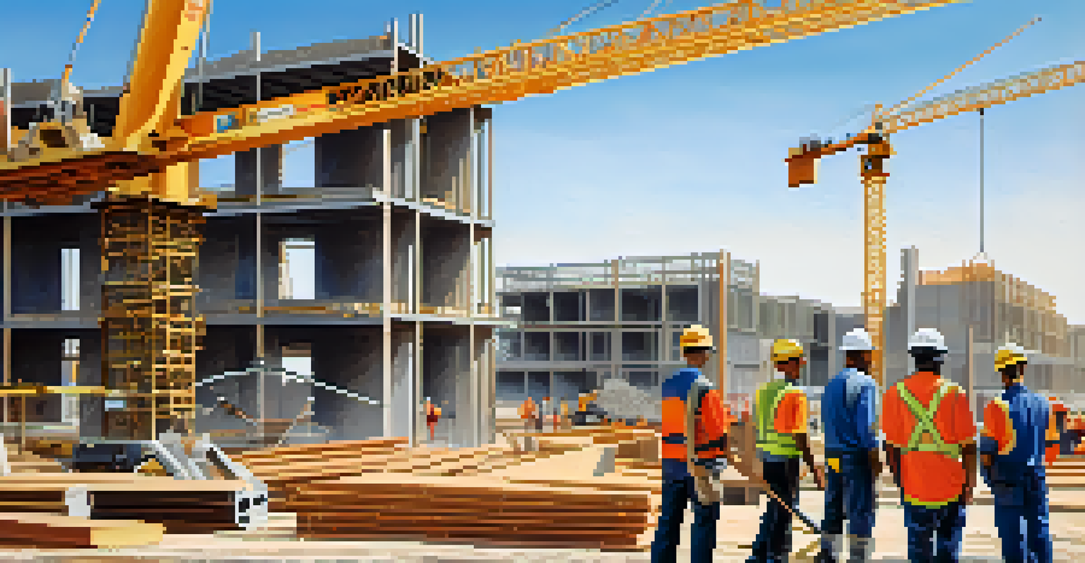Close-up of a construction site in Phoenix with workers collaborating on a housing project.