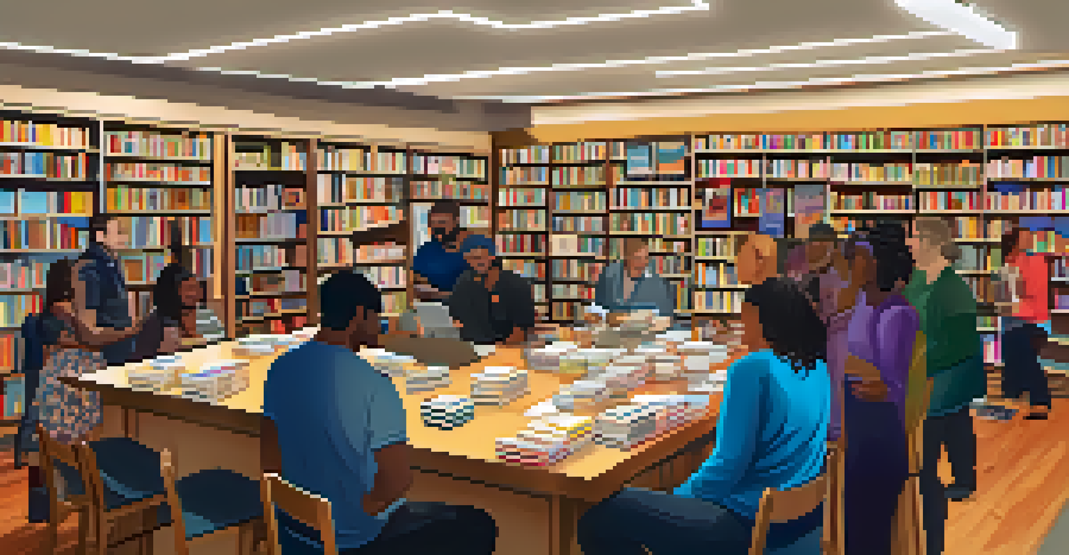 A community event at Changing Hands Bookstore with an author signing books and diverse attendees.