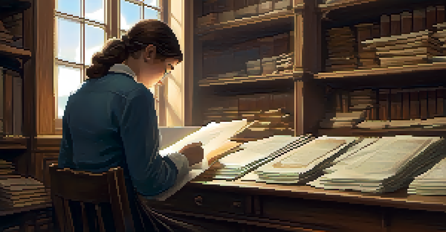 A volunteer digitizing historical documents in an archive room, surrounded by books and photographs, focused on scanning an old photograph.
