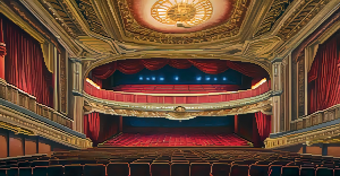 The ornate interior of the Orpheum Theatre in Phoenix, featuring intricate architecture and warm lighting.