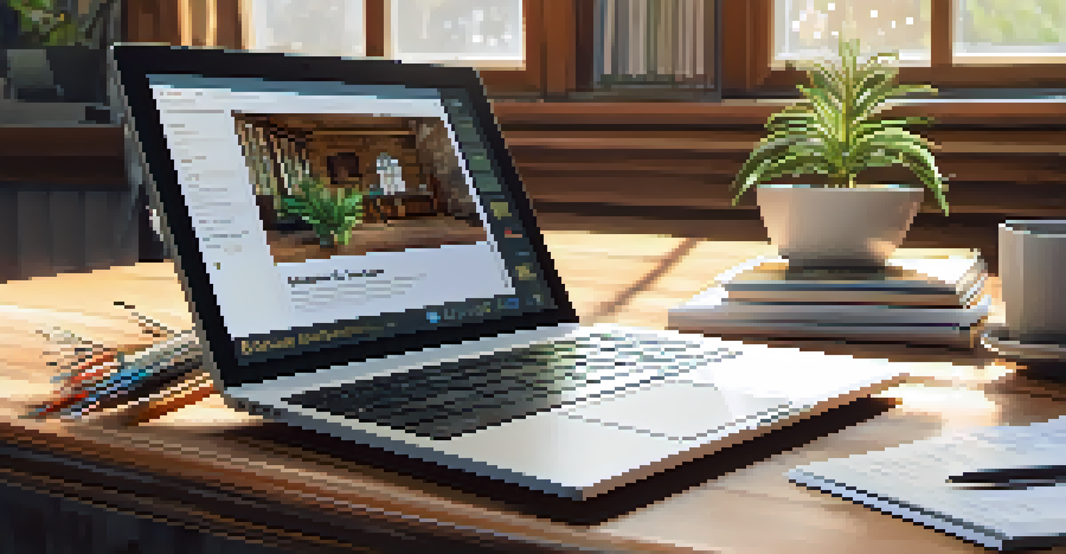 A cozy study setup featuring an open laptop showing an online certificate program, with notebooks and a coffee cup around.
