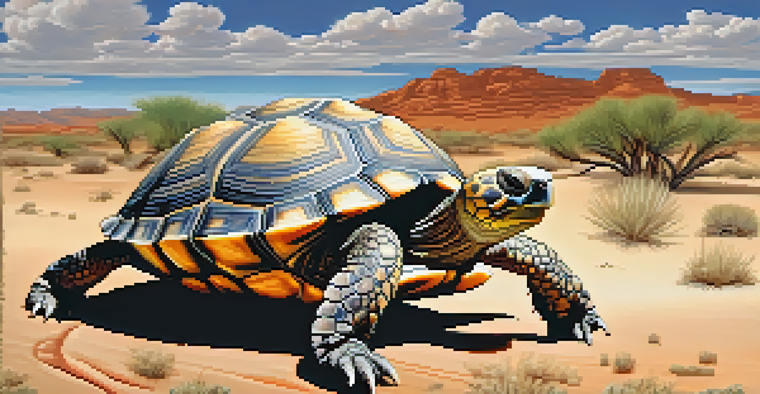 A close-up of a desert tortoise in its natural arid habitat.