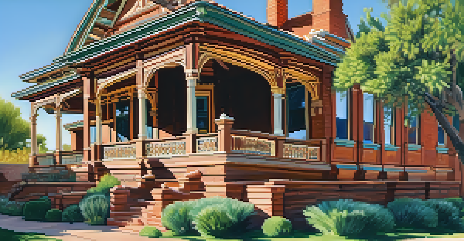 The Rosson House, a historic adobe structure with elegant details, surrounded by gardens in Heritage Square, Phoenix.