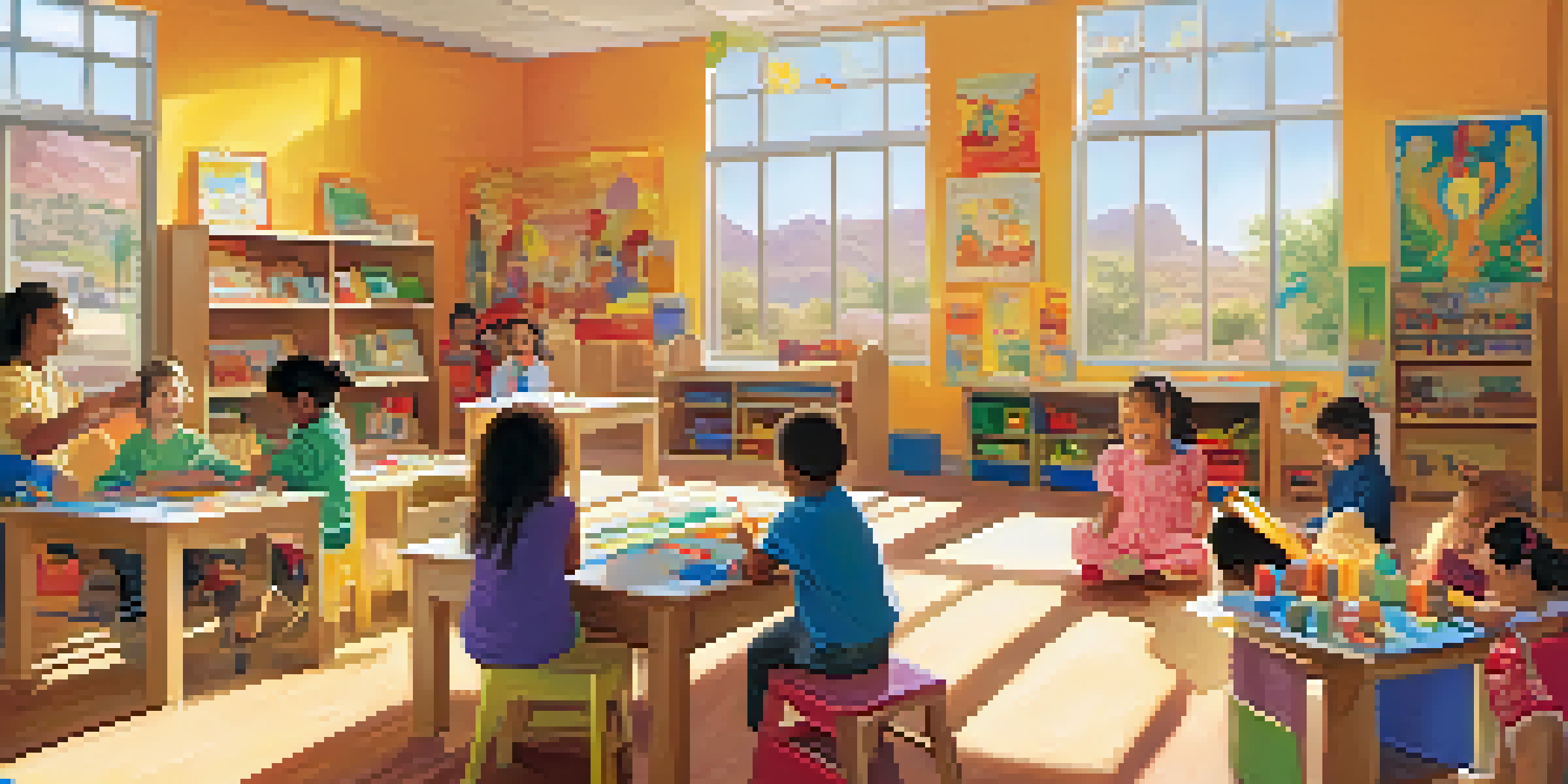 A vibrant early childhood classroom in Phoenix with children learning through play and an engaging educator.
