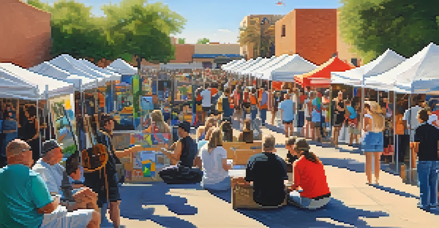 A colorful festival scene with local artists and musicians celebrating creativity in Phoenix.