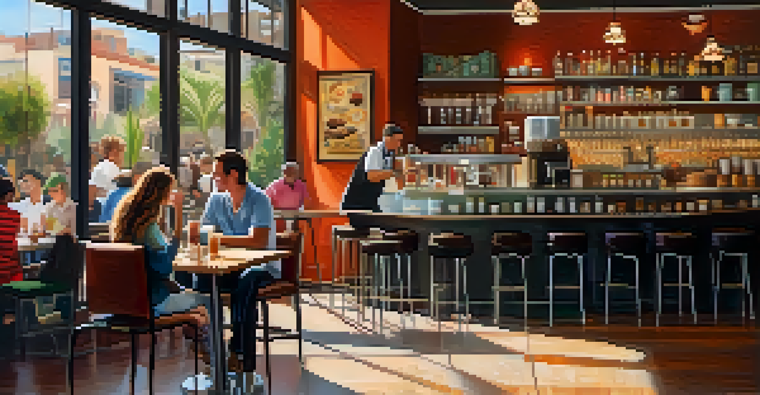 A cozy café in Phoenix with patrons enjoying chilled beverages and pastries in a stylish environment.