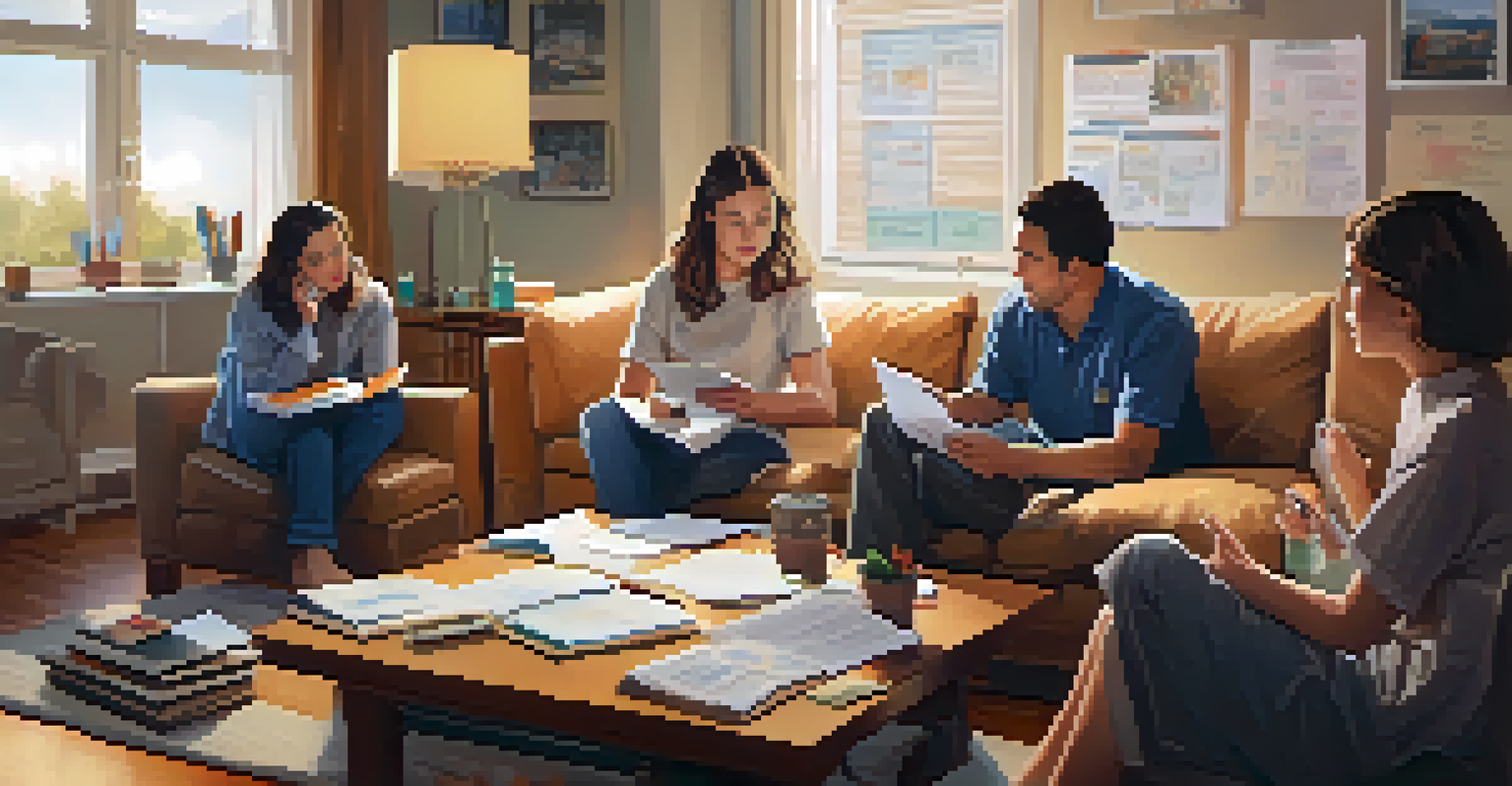 A family discussing their emergency communication plan in a cozy living room.