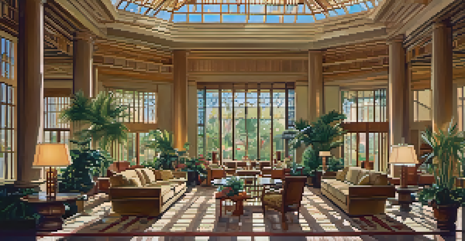 An interior view of the Arizona Biltmore Hotel highlighting luxurious design and Frank Lloyd Wright's architectural details.