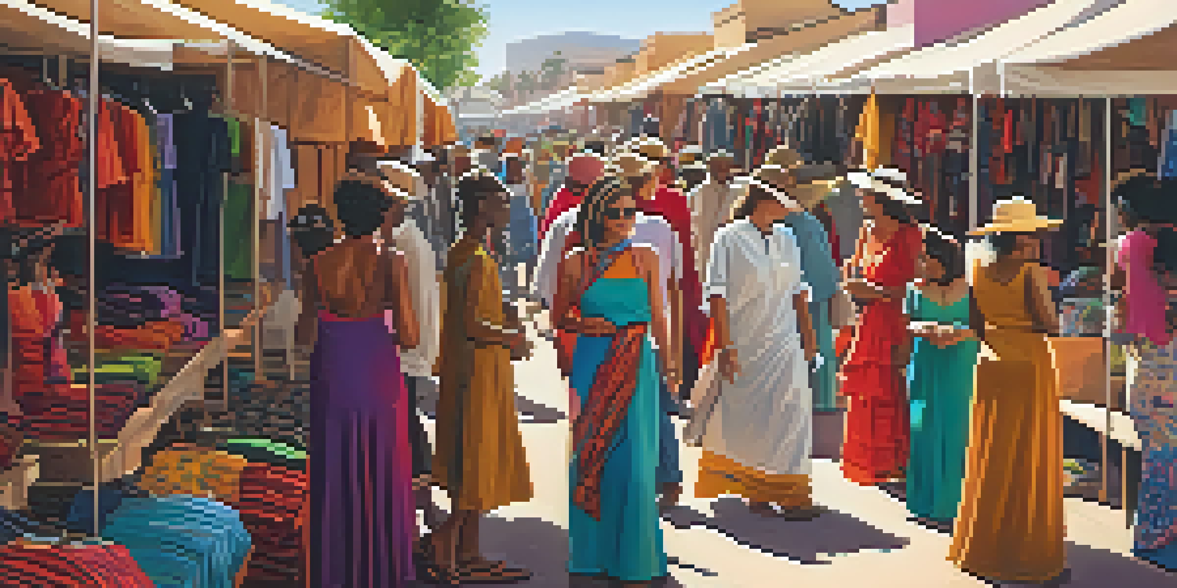 A vibrant marketplace filled with colorful stalls and shoppers engaging with local artisans in Phoenix.