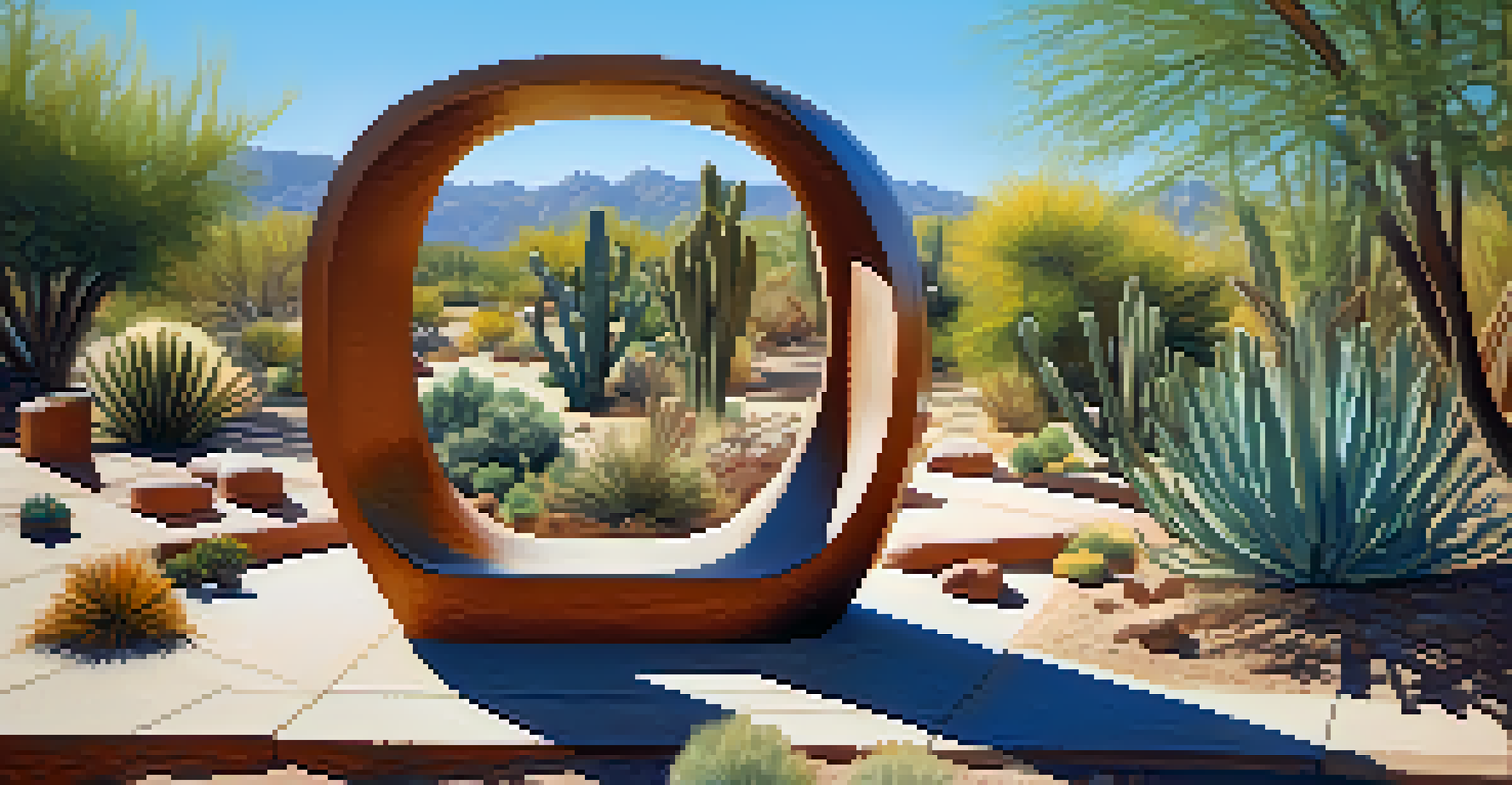 Sculptures in the Desert Botanical Garden, blending seamlessly with the surrounding desert plants.