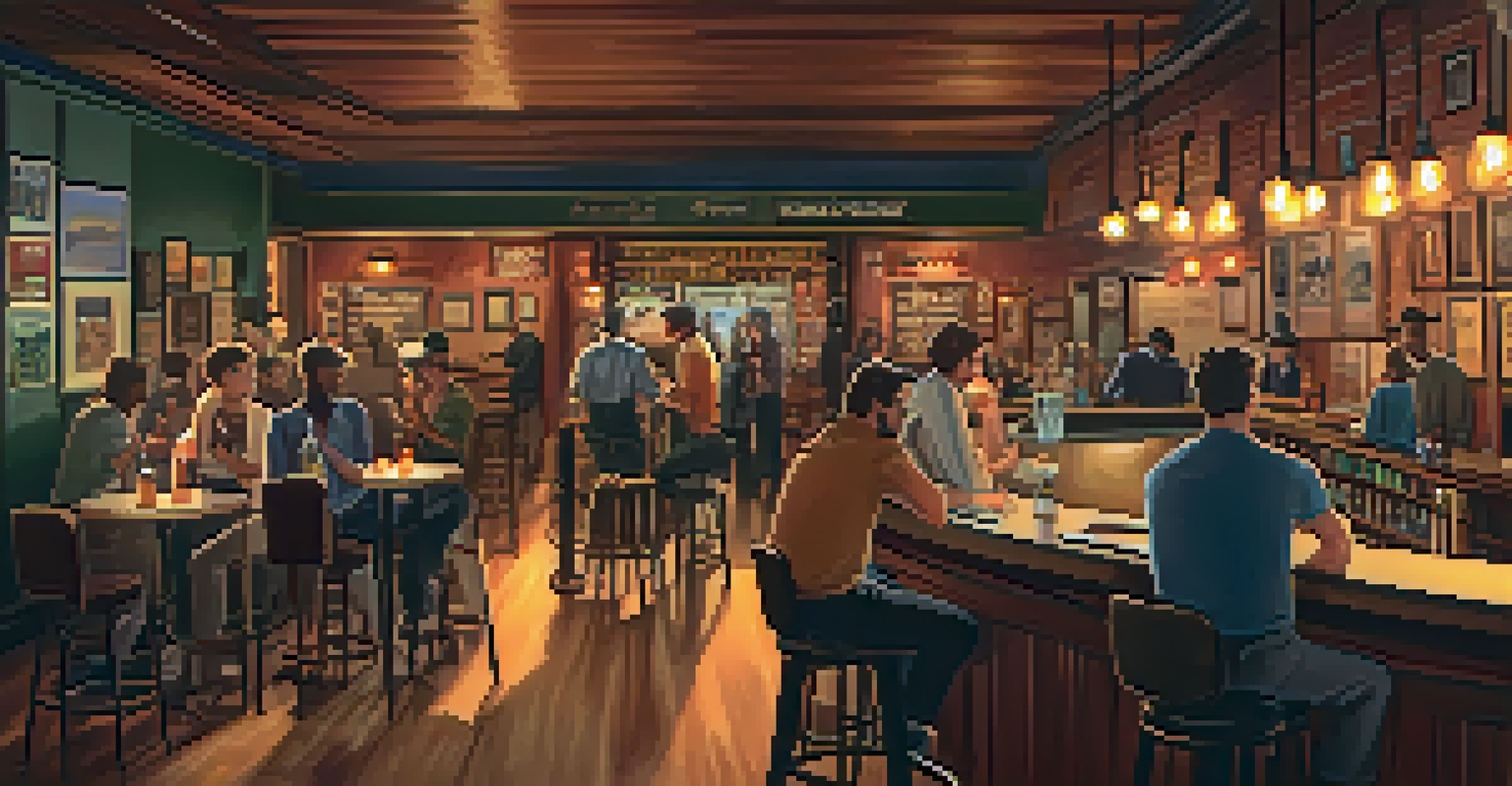 Patrons enjoying films at the Historic Film Bar in a cozy, vintage atmosphere with dim lighting.