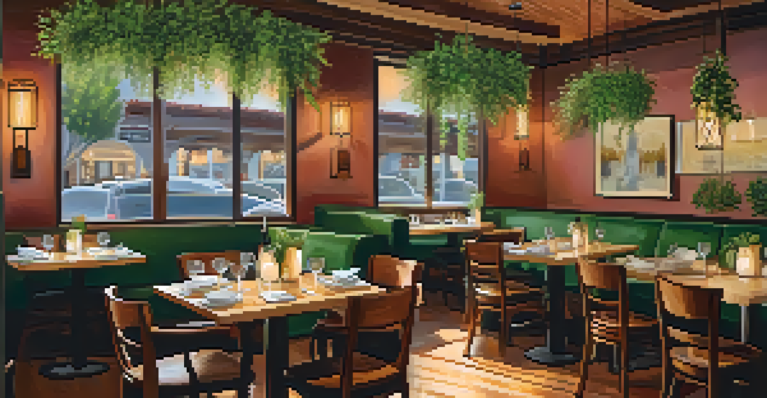 The interior of a trendy restaurant in Phoenix with a cozy dining atmosphere and beautifully plated dishes.