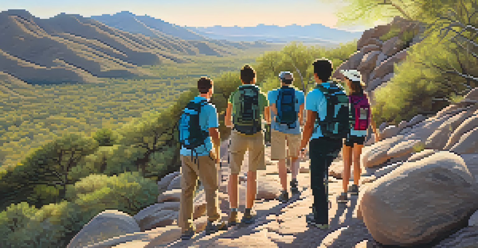 A group of friends atop a mountain summit, enjoying breathtaking views and capturing memories.