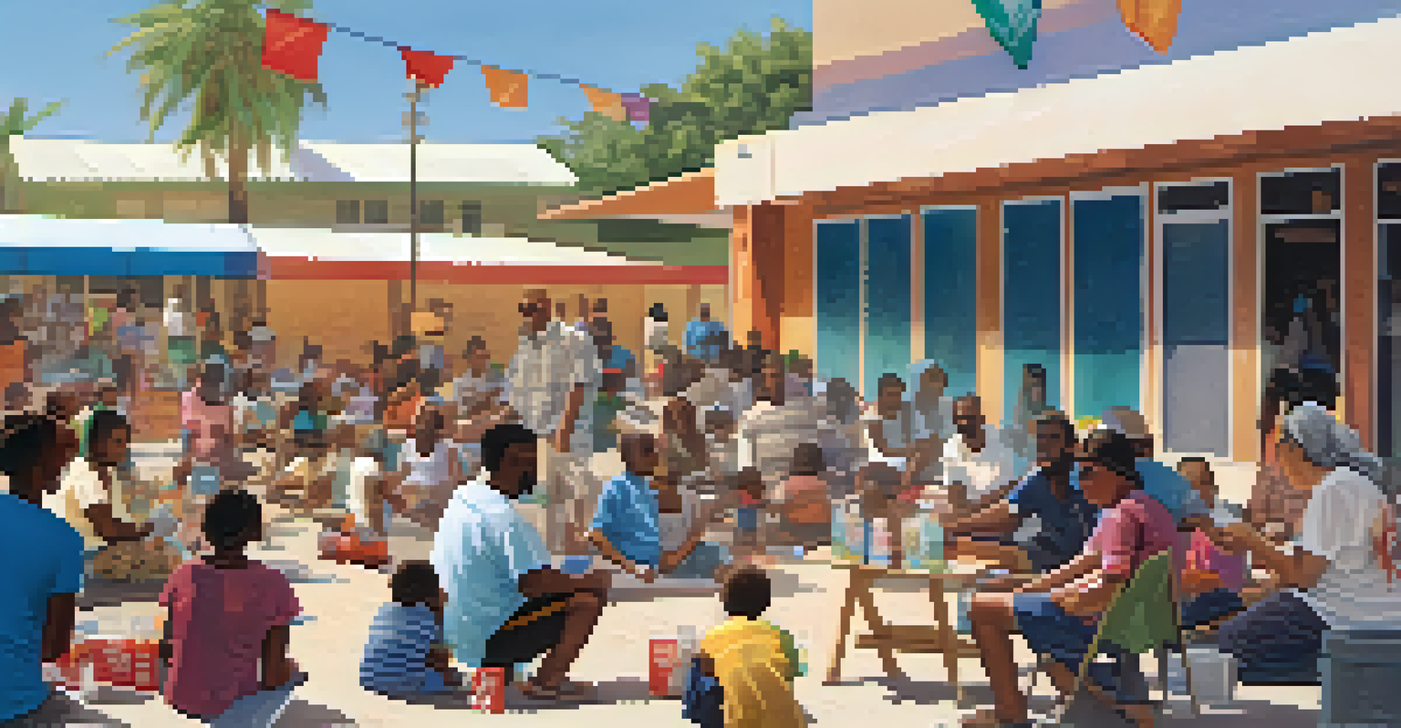 A community center serving as a cooling center with people inside enjoying cool air and water.