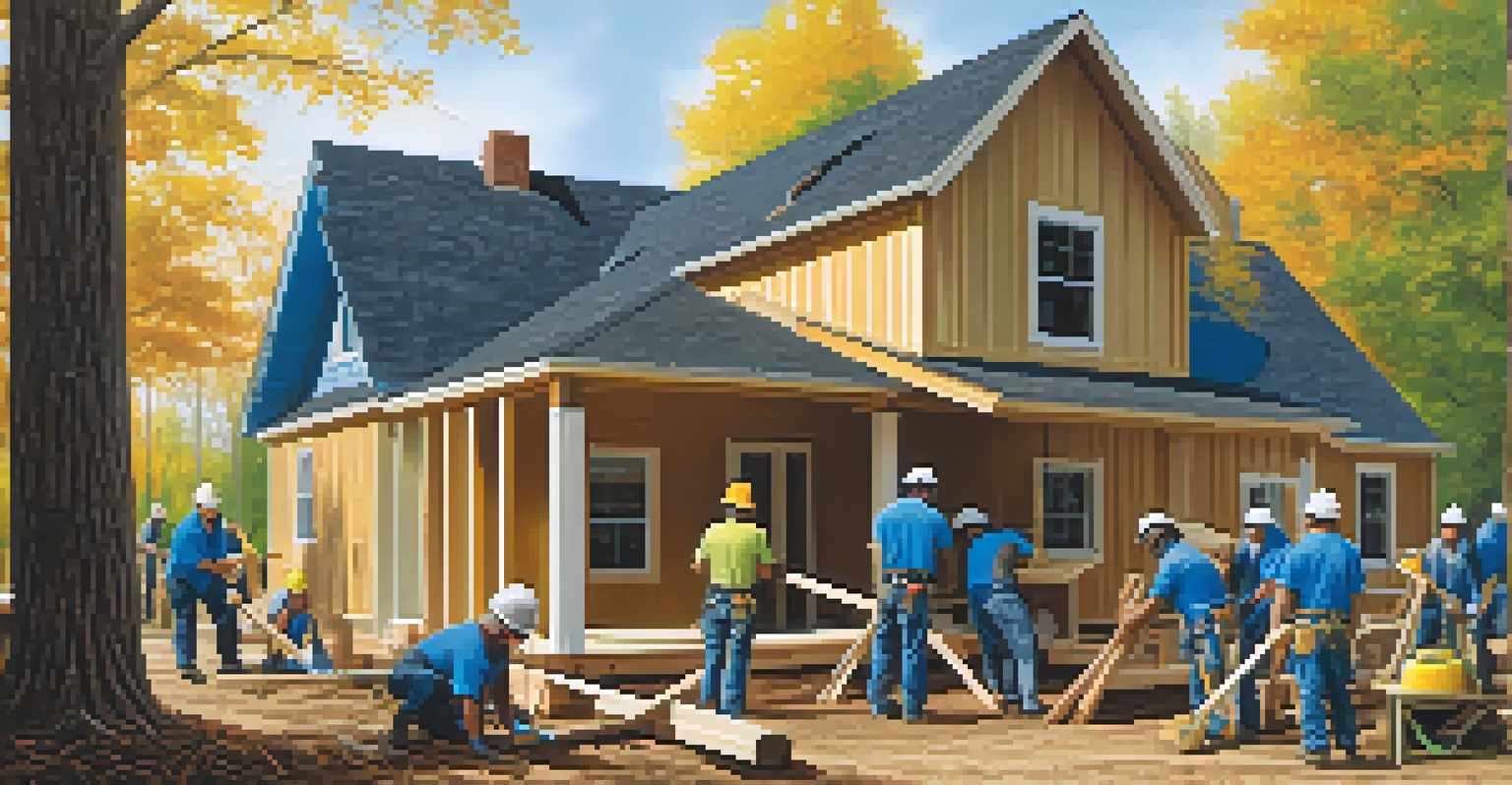 Volunteers collaborating on a construction project to build a home for those in need.