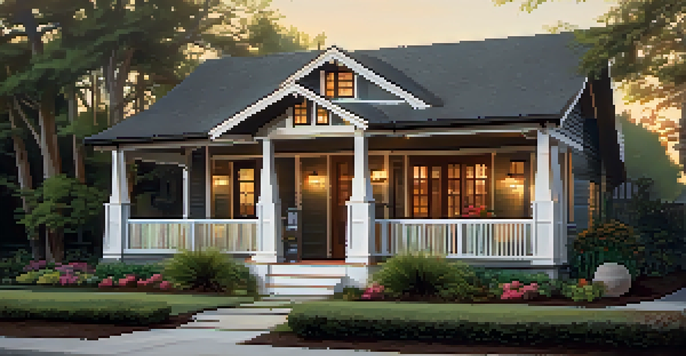A Craftsman style home with exposed beams and a large porch in the F.Q. Story District of Phoenix.