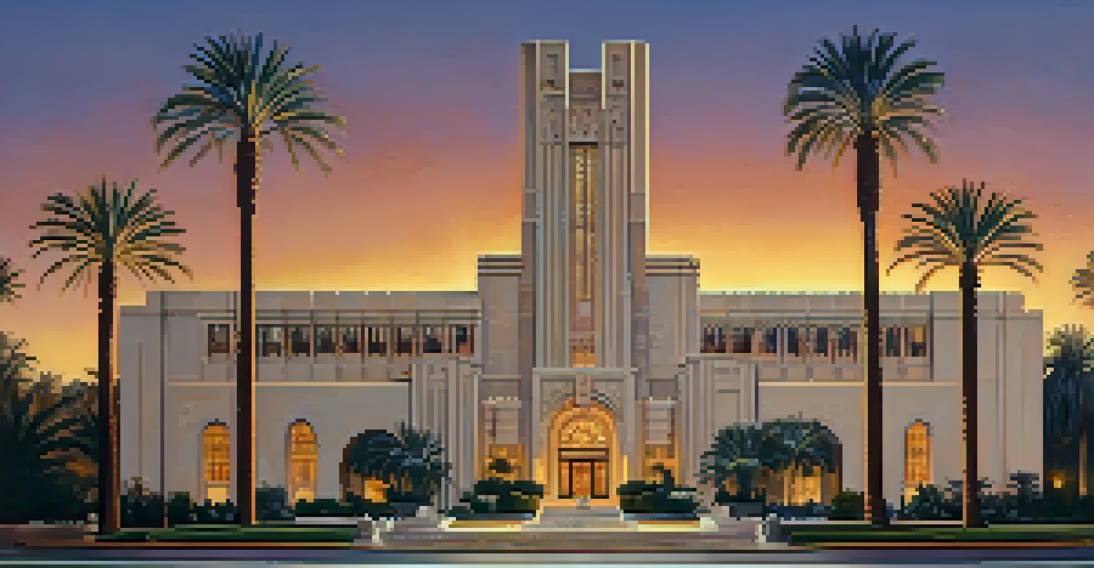 The Arizona Biltmore Hotel showcasing mid-century modern architecture during sunset.
