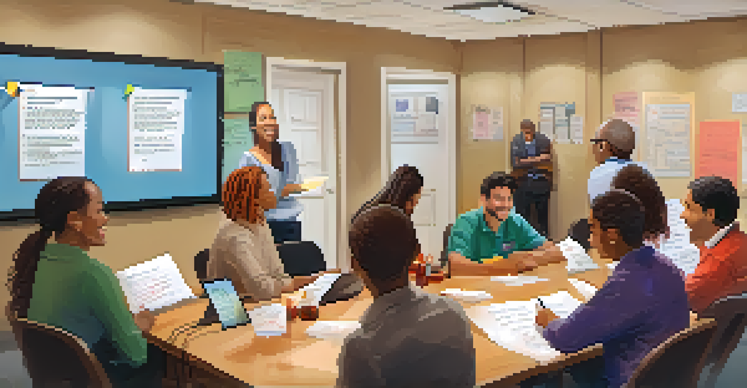 Participants in a Toastmasters workshop exchanging feedback in a cozy and collaborative setting.
