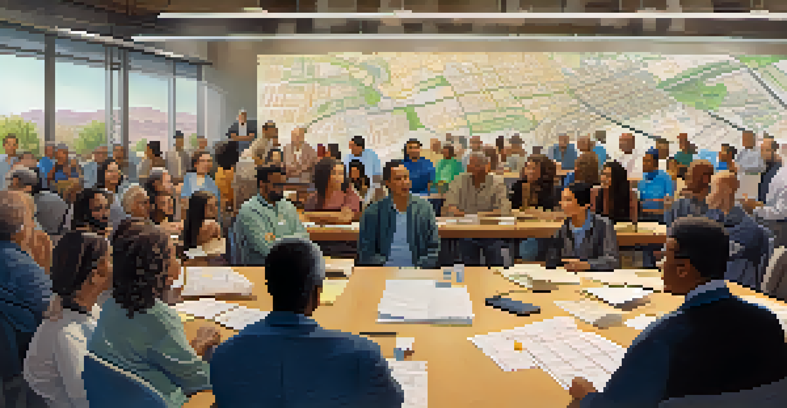 Community meeting in Phoenix with residents discussing sustainable urban development.