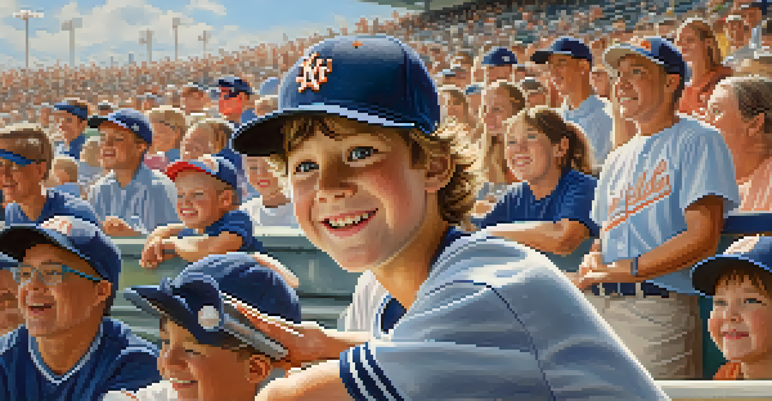 A young fan excitedly waiting for an autograph from a baseball player during Spring Training, holding a baseball and a pen.
