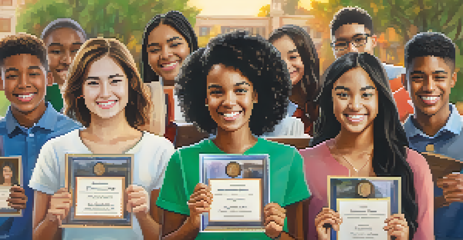 A collage of proud scholarship recipients from Phoenix College holding their awards.