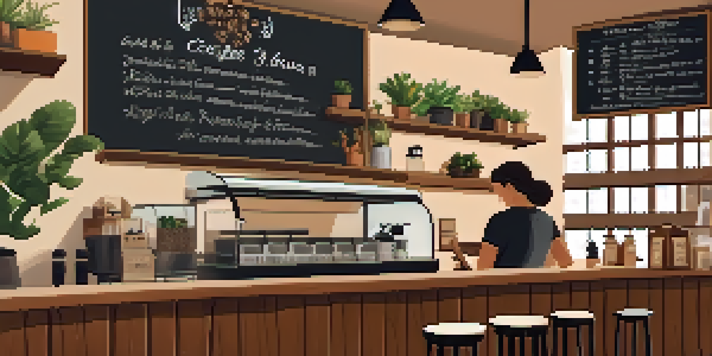 Interior of a cozy coffee shop in Phoenix with a barista preparing coffee and customers enjoying their drinks.