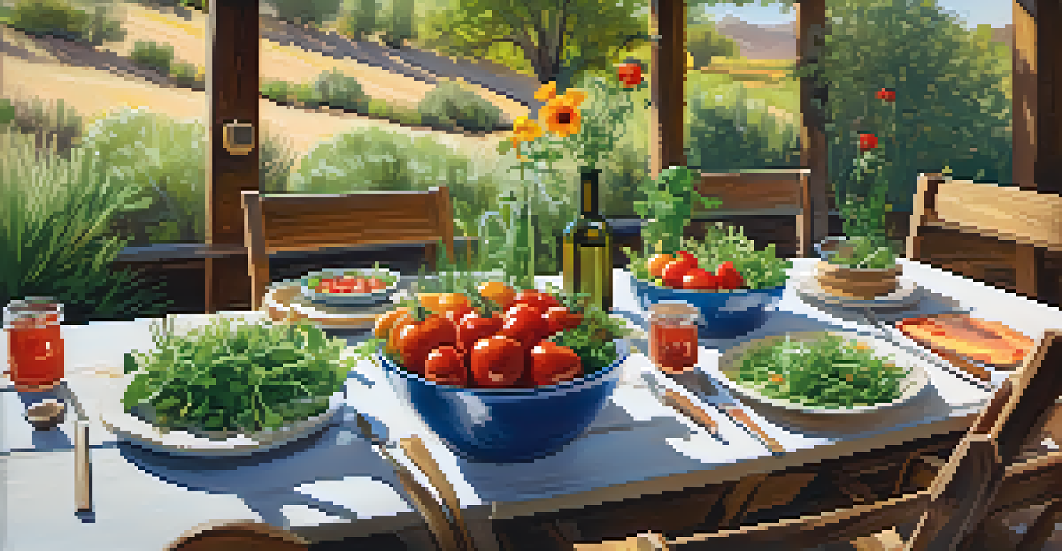 An outdoor farm-to-table dining setup in Phoenix featuring a colorful salad made from fresh ingredients and surrounded by natural sunlight.