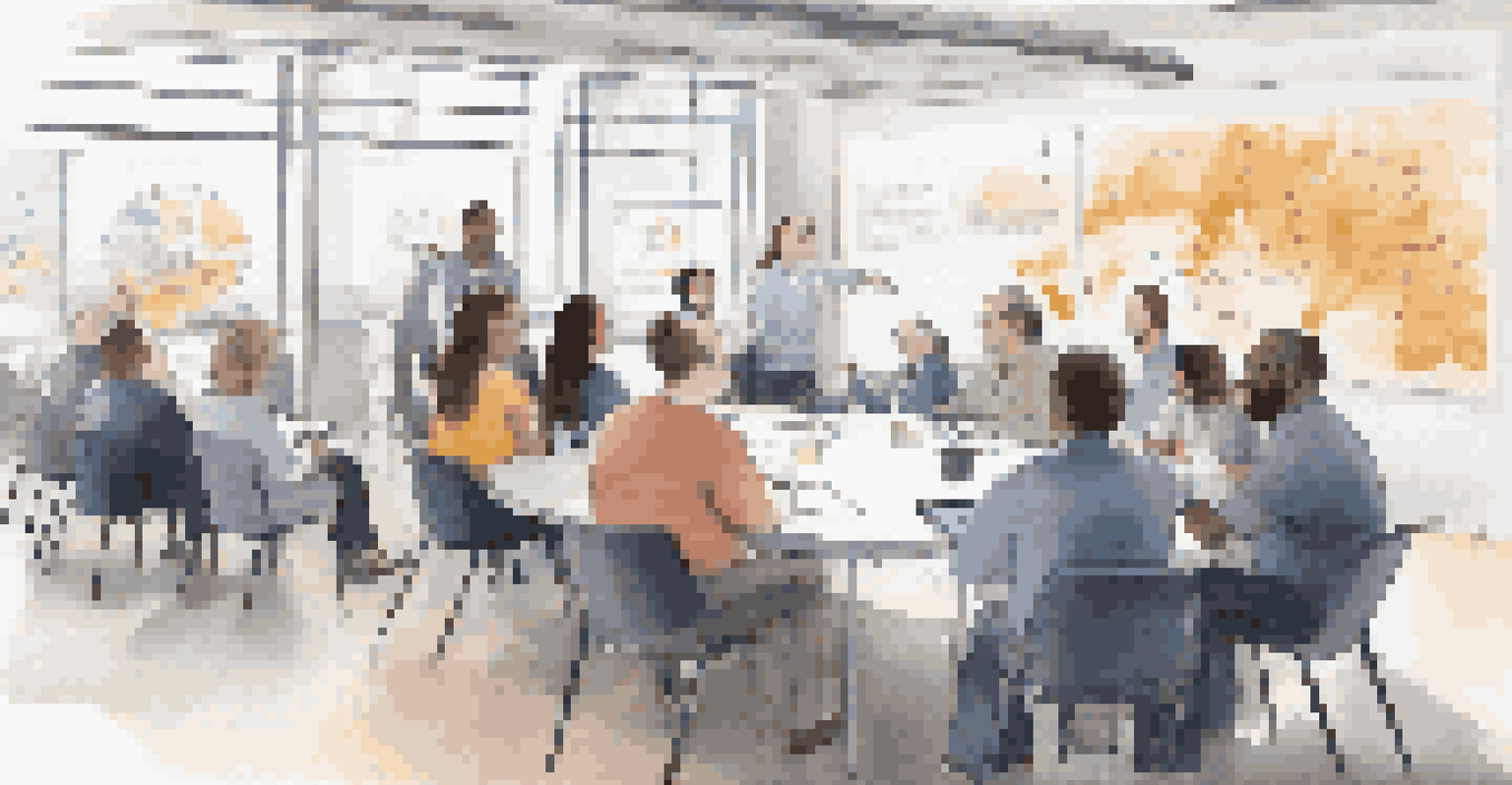 A diverse group of advocates discussing crowdsourced mobility solutions in an indoor meeting room with charts and data displayed.