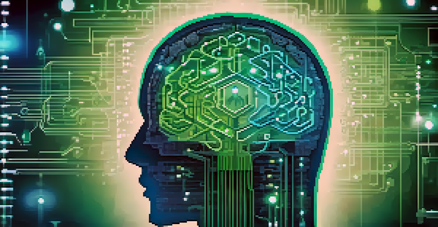 An abstract digital brain made of circuits, surrounded by binary numbers and security icons, representing AI in data privacy.
