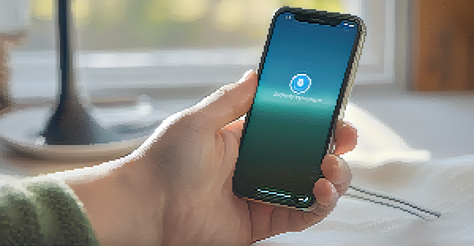 A close-up of hands using a smartphone showing privacy settings, set in a cozy home environment to highlight consumer awareness.