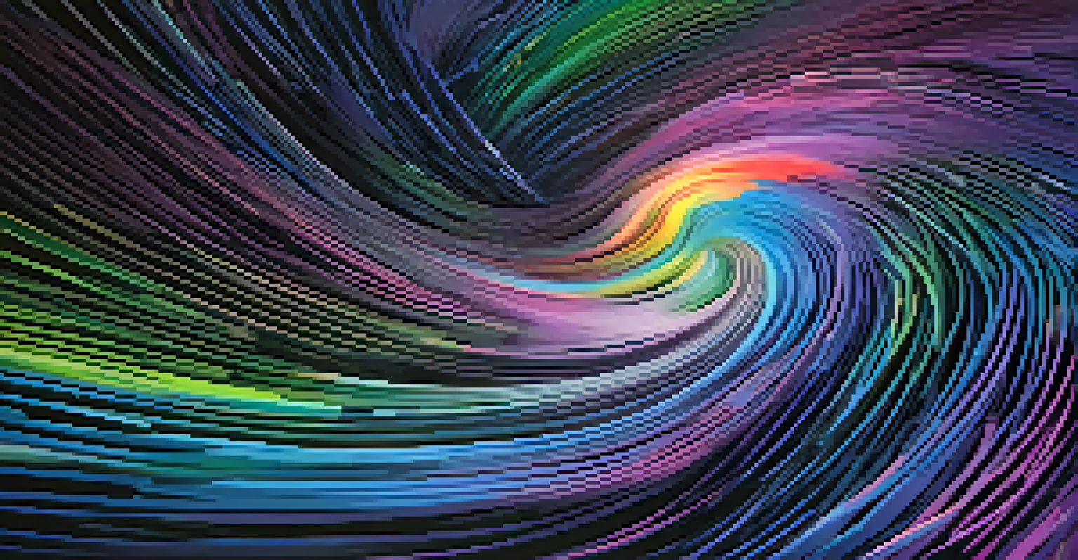 An abstract image depicting swirling data streams in vibrant colors, representing Big Data in risk assessment.