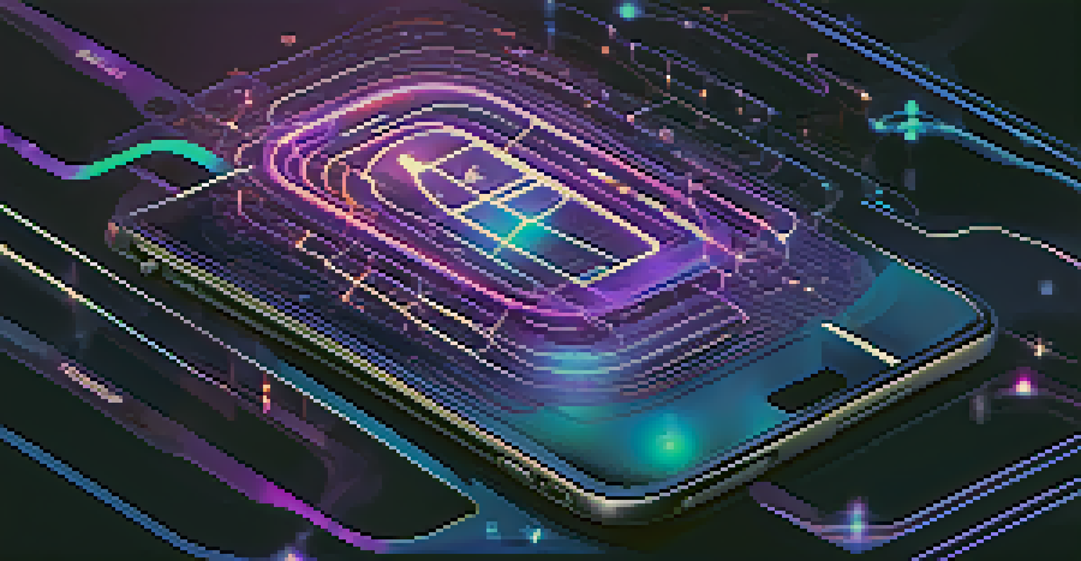A mobile device surrounded by abstract digital patterns representing AI-driven authentication.