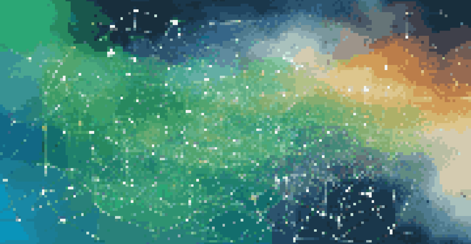 An abstract digital illustration of interconnected nodes and data streams representing serverless computing.