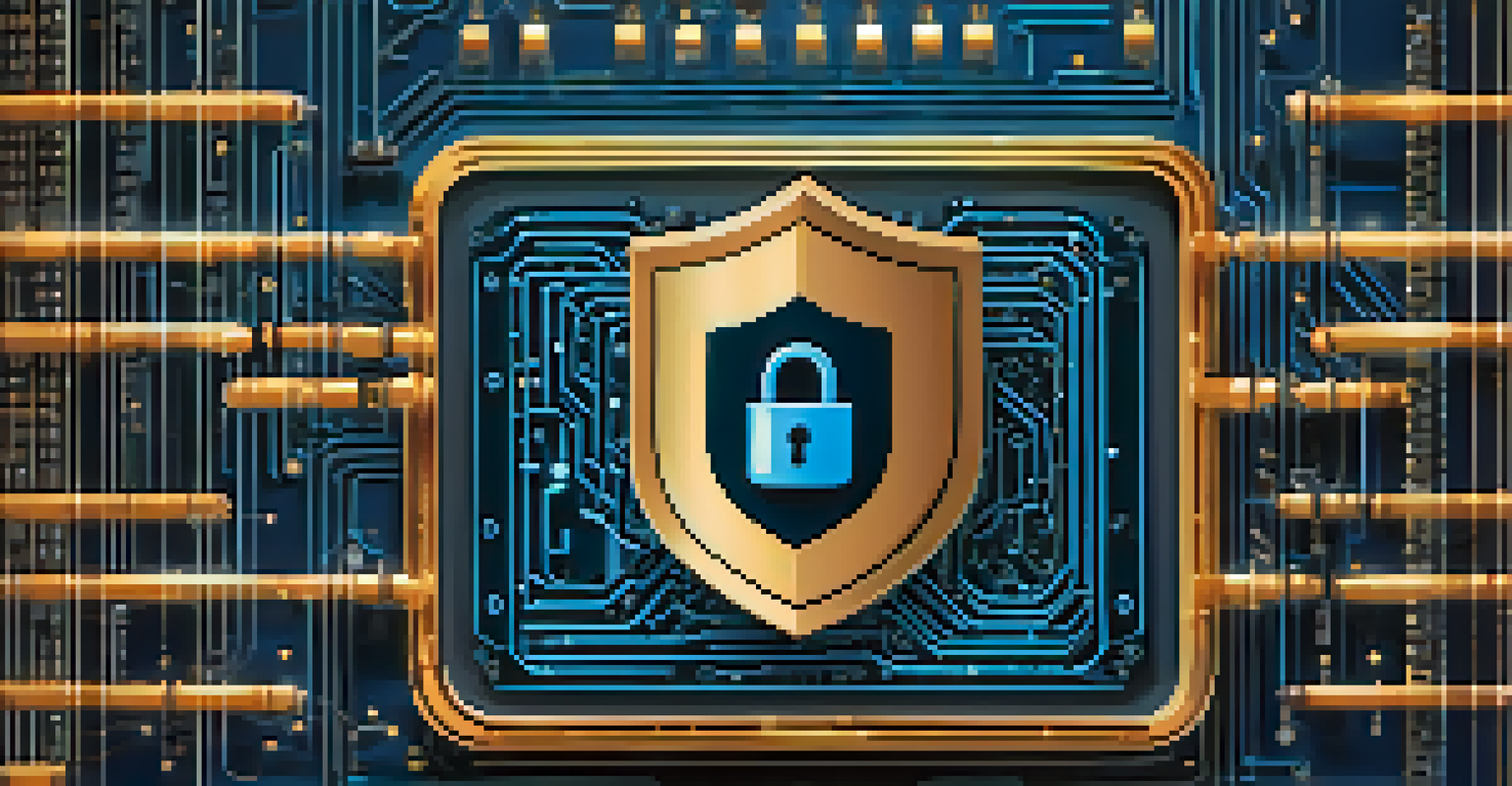 A digital lock made of binary code and circuit patterns, glowing blue against a dark background.