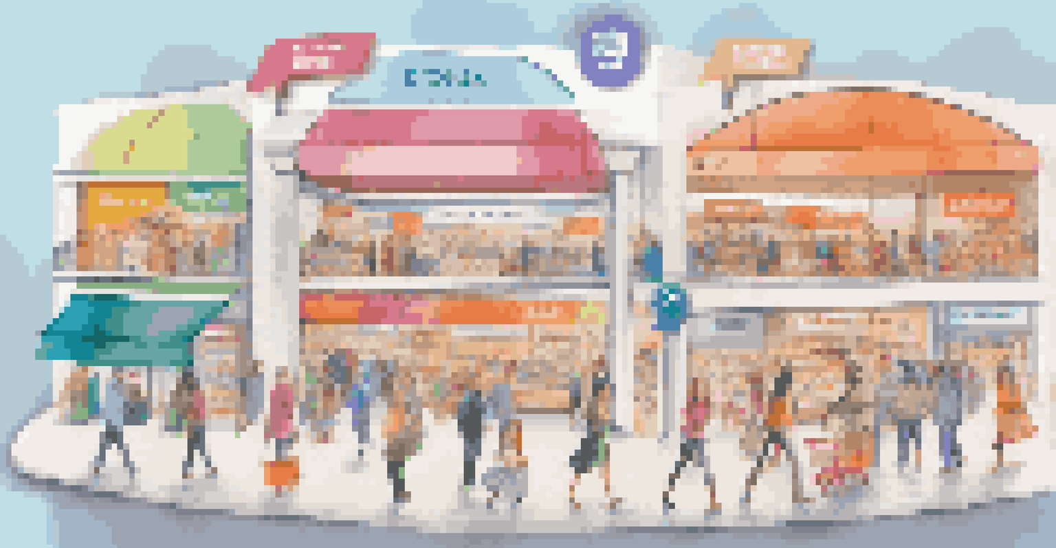 An infographic illustrating an omnichannel shopping experience with interconnected pathways from mobile to in-store.